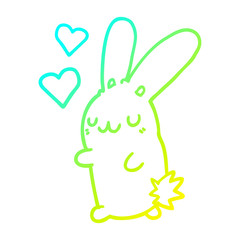 cold gradient line drawing cartoon rabbit in love