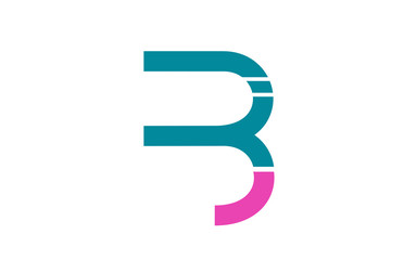 green pink B alphabet letter logo icon design sign