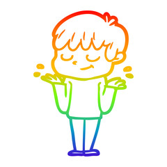 rainbow gradient line drawing cartoon happy boy