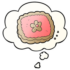 cartoon biscuit and thought bubble in smooth gradient style