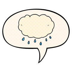 cartoon rain cloud and speech bubble in comic book style