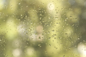 rain water drops on window background closeup