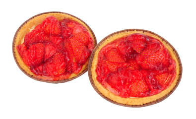Strawberry fruit tarts pastry isolated on a white background