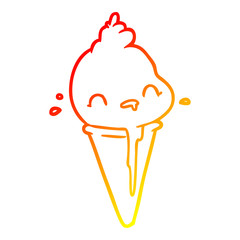 warm gradient line drawing cute ice cream