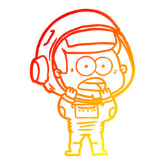 warm gradient line drawing cartoon surprised astronaut