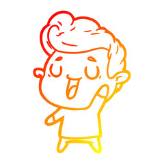 warm gradient line drawing happy cartoon man