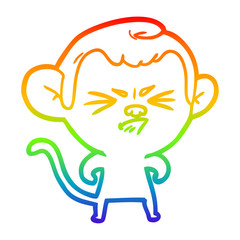 rainbow gradient line drawing cartoon annoyed monkey
