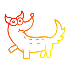 warm gradient line drawing cartoon dog