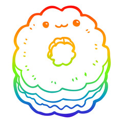 rainbow gradient line drawing cartoon biscuit