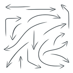 Hand drawn black arrow. set of element for graphics design. Vector illustration