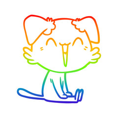rainbow gradient line drawing happy little dog cartoon