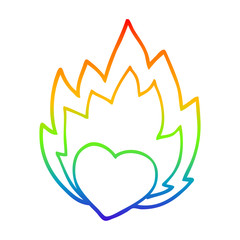 rainbow gradient line drawing cartoon flaming heart © lineartestpilot