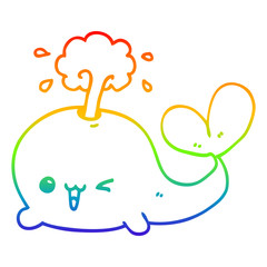 rainbow gradient line drawing cartoon whale