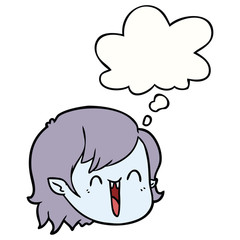 cartoon vampire girl face and thought bubble