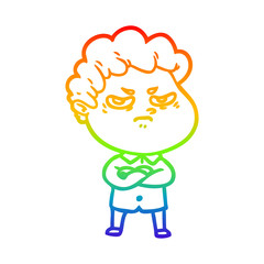 rainbow gradient line drawing cartoon angry man