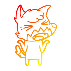warm gradient line drawing angry cartoon fox