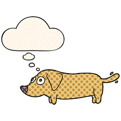 cartoon dog and thought bubble in comic book style