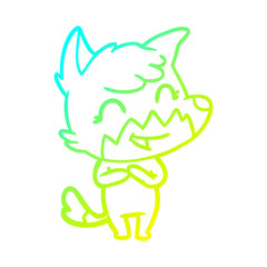 cold gradient line drawing happy cartoon fox