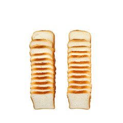 Sliced toast bread isolated on white background.