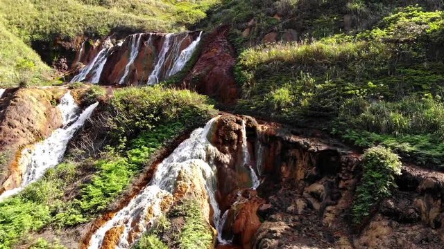 Datanla Waterfall in Dalat, Vietnam in a summer day. drone view