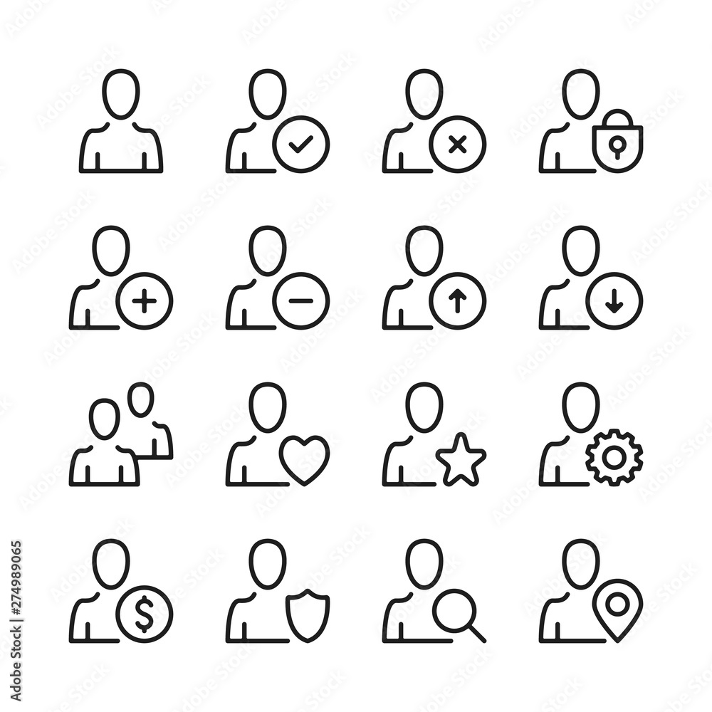 Poster user line icons set. modern graphic design concepts, simple outline elements collection. vector line