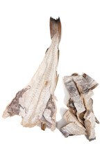salted codfish on white background