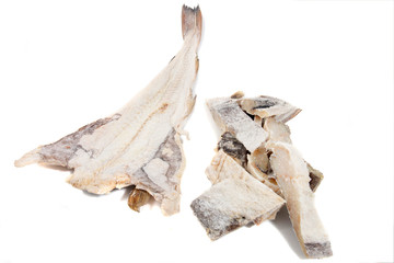 salted codfish on white background
