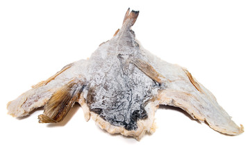 salted codfish on white background