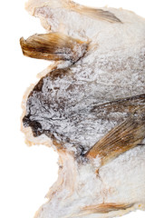 salted codfish on white background
