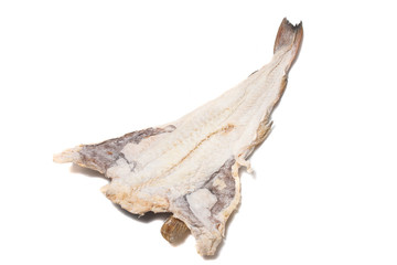 salted codfish on white background