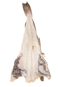 salted codfish on white background