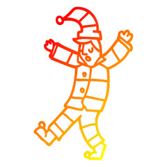 warm gradient line drawing cartoon man sleepwalking