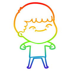 rainbow gradient line drawing cartoon happy boy