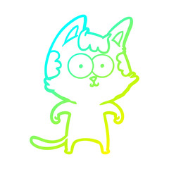 cold gradient line drawing happy cartoon cat
