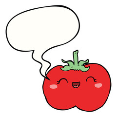cartoon tomato and speech bubble