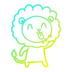 cold gradient line drawing happy cartoon lion