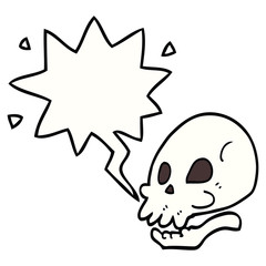 cartoon skull and speech bubble