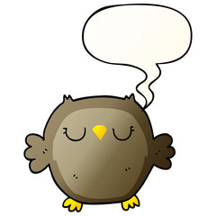 cartoon owl and speech bubble in smooth gradient style