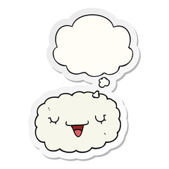 cartoon cloud and thought bubble as a printed sticker