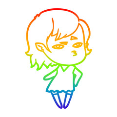 rainbow gradient line drawing cartoon vampire girl