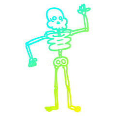 cold gradient line drawing cartoon skeleton