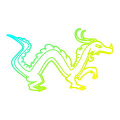 cold gradient line drawing cartoon dragon