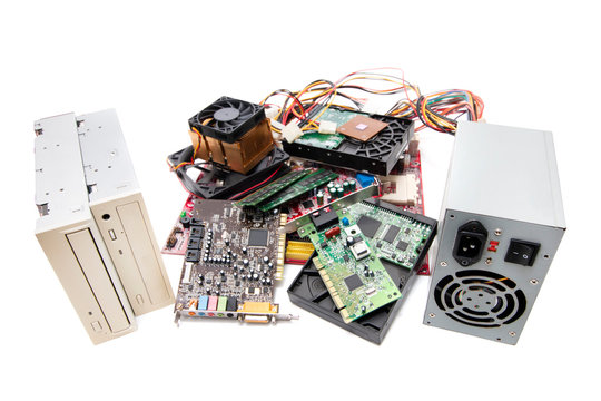 computer parts on a white background