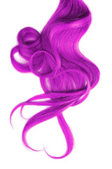 Pink hair isolated on white background. Heart shape