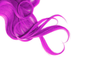 Pink hair isolated on white background. Heart shape
