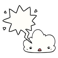 cute cartoon cloud and speech bubble