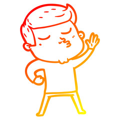 warm gradient line drawing cartoon model guy pouting