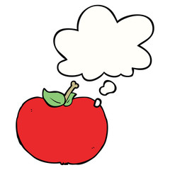 cartoon apple and thought bubble