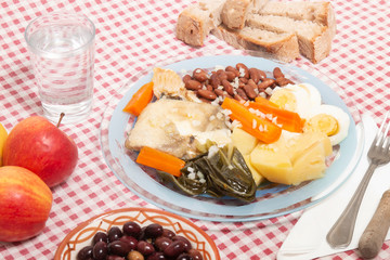 Codfish with beans and vegetables