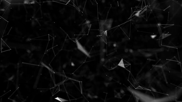 Animation 3d abstract molecule particle network bonding by lines and dots background pattern represent science chemistry, communications, internet social media and screen saver .Seamless loop.